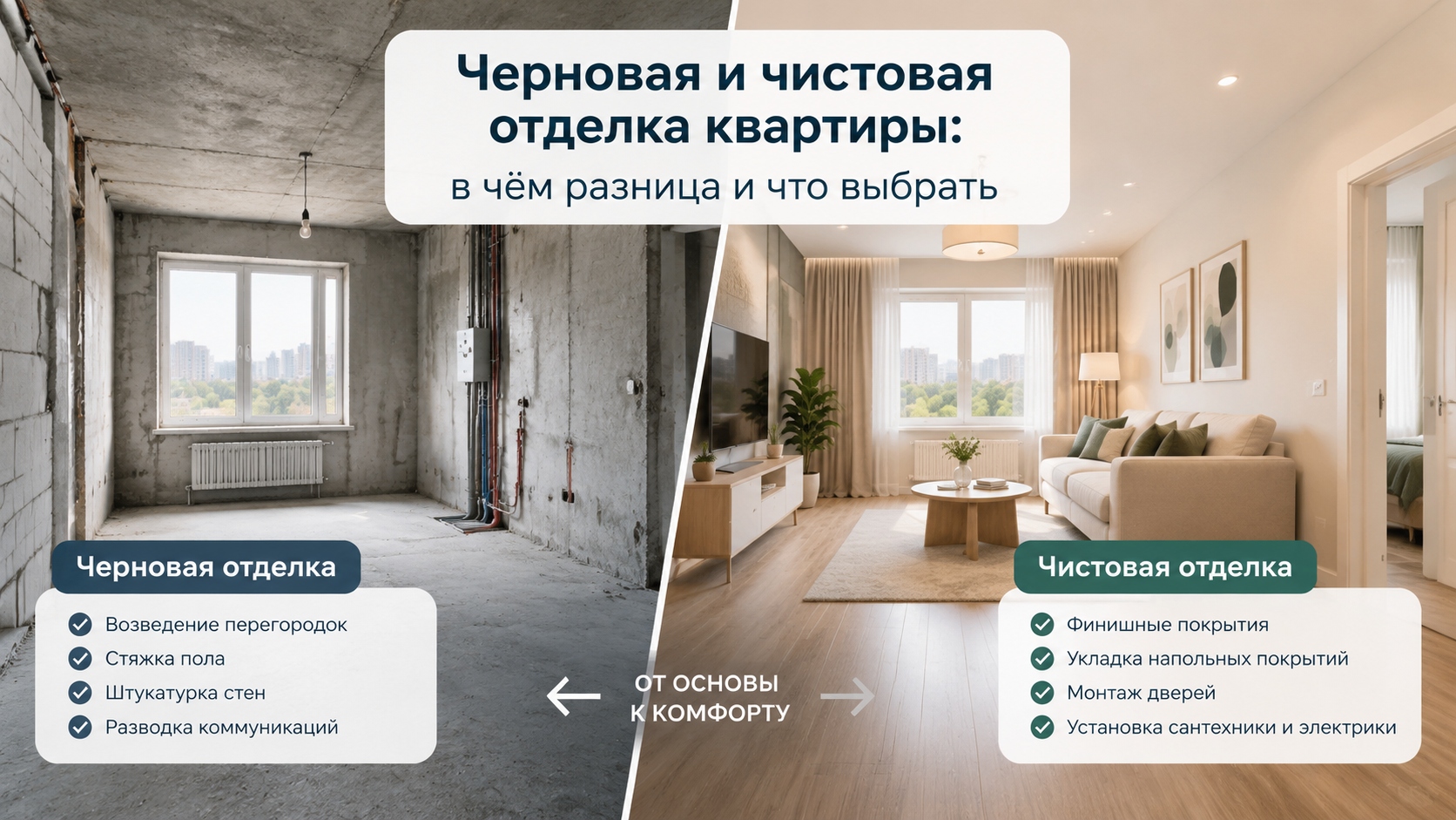 Черновая и чистовая отделка квартиры: в чём разница и что выбрать