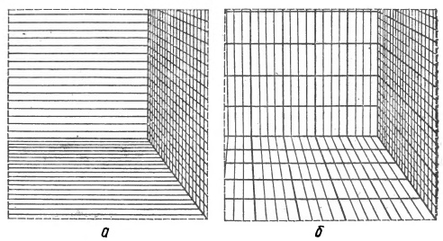 Рис. 7. Зрительное изменение соотношения размеров помещения с помощью облицовки прямоугольными плитками