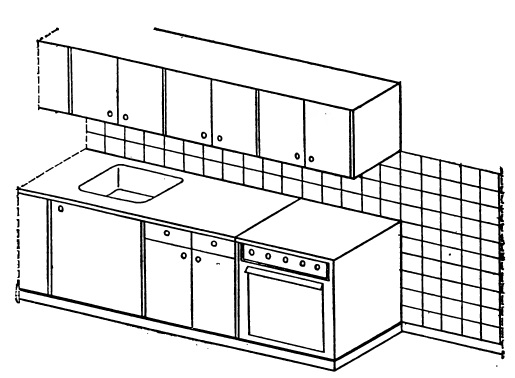Рис. 5. Облицовка стен в местах установки кухонного оборудования